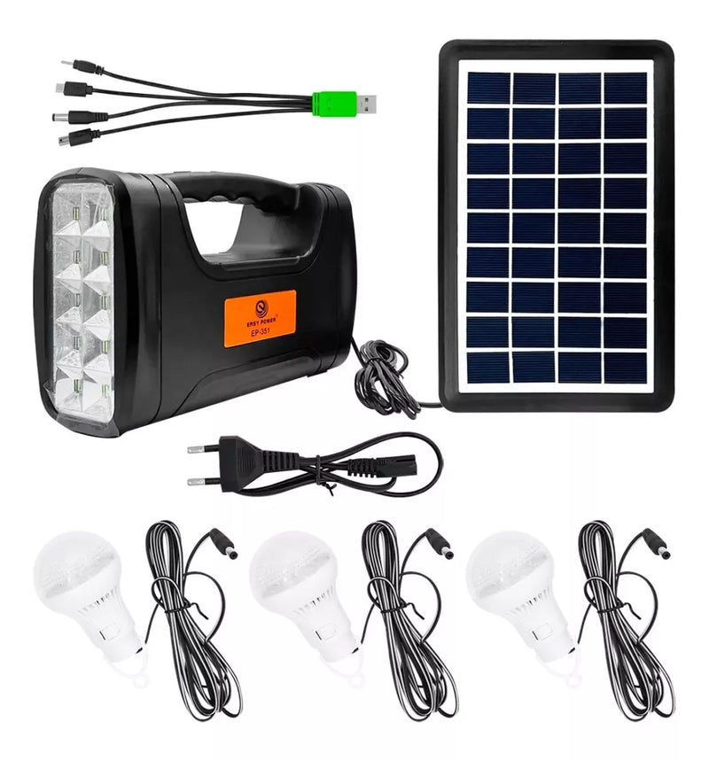 Kit Panel Solar Camping 3 Lampara Led Usb Charge