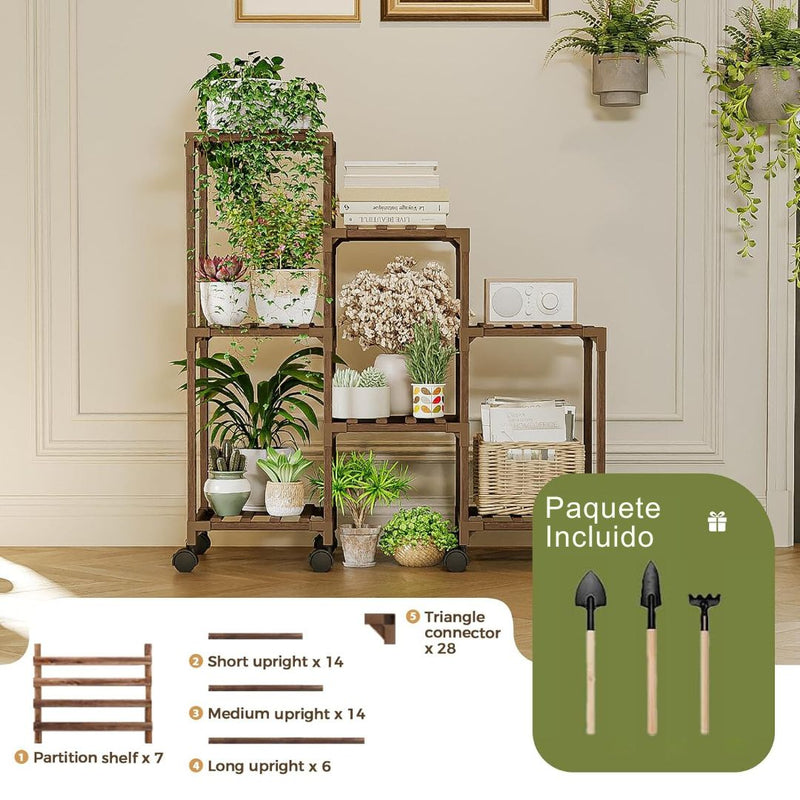 Soporte Para Plantas De Madera Con 7 Posiciones